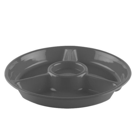 Kitchen utensil- 3-slice snack plate 24.5 cm (BPA FREE Polypropylene) Black